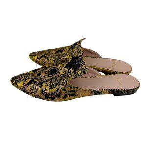 J. Crew Marna Emboirdered Slider Flat Womens 6.5 Metallic Quiet Luxury Mule Shoe